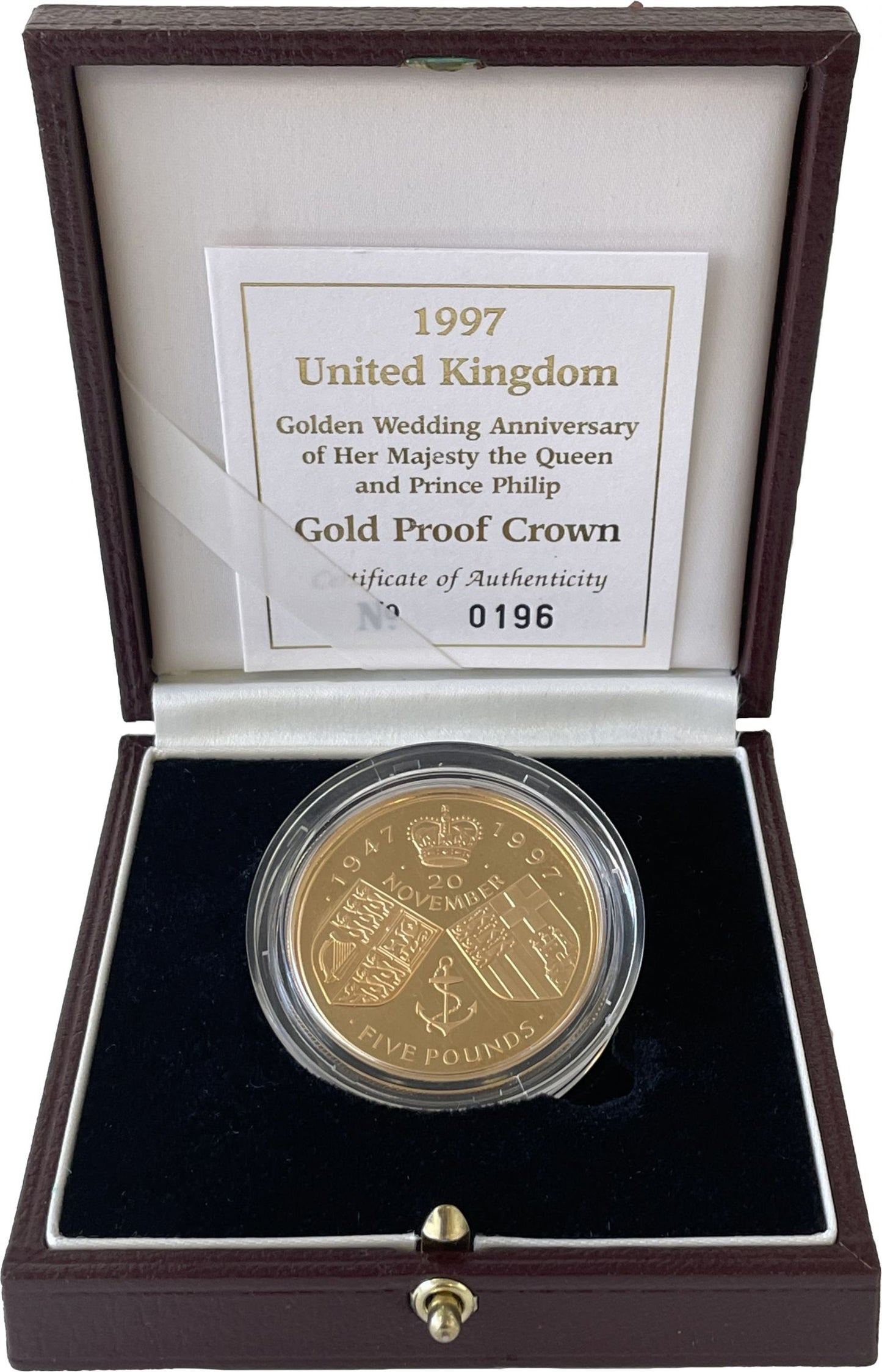 Elizabeth II 1997 proof Five-Pounds Wedding Anniversary