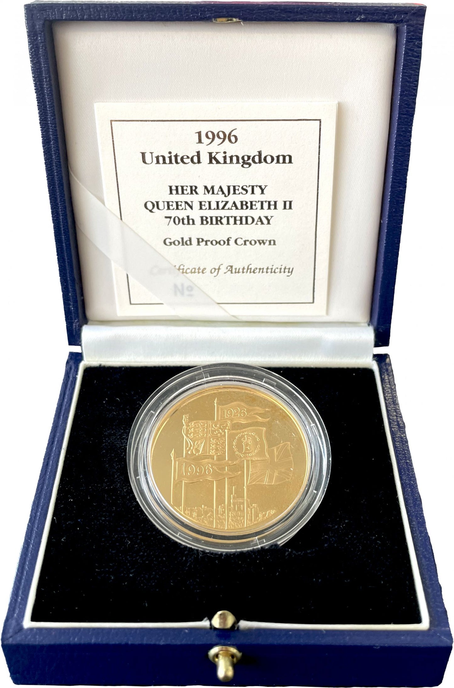 Elizabeth II 1996 proof Five-Pounds 70th Birthday