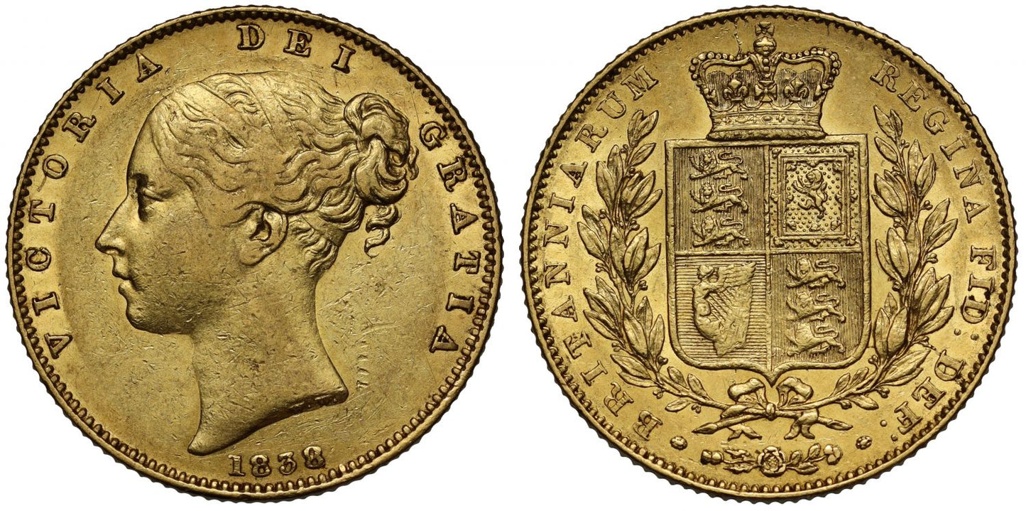 Victoria 1838 Sovereign, first year of issue in this reign
