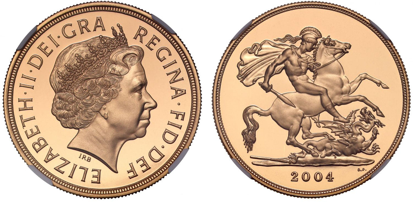 Elizabeth II 2004 proof Five-Pounds PF70 UCAM