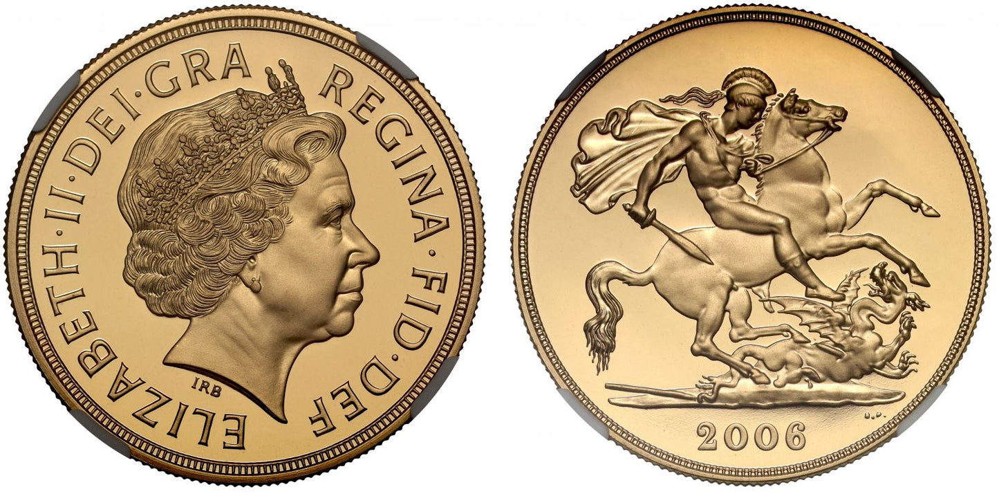 Elizabeth II 2006 proof Five-Pounds PF70 UCAM