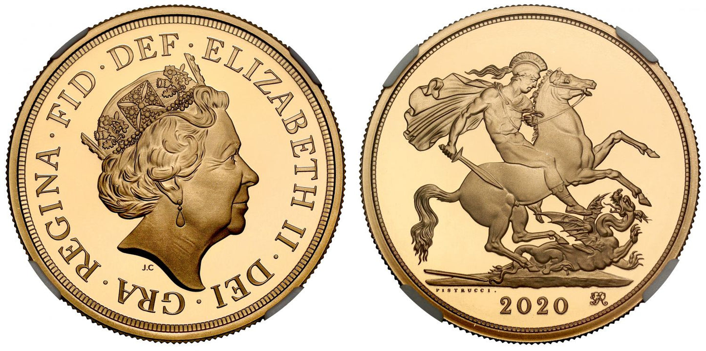 Elizabeth II 2020 proof Five-Pounds PF70 UCAM George III Privy