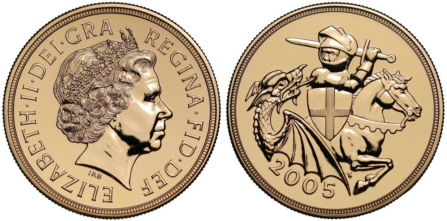 Elizabeth II 2005 gold Five-Pounds BU