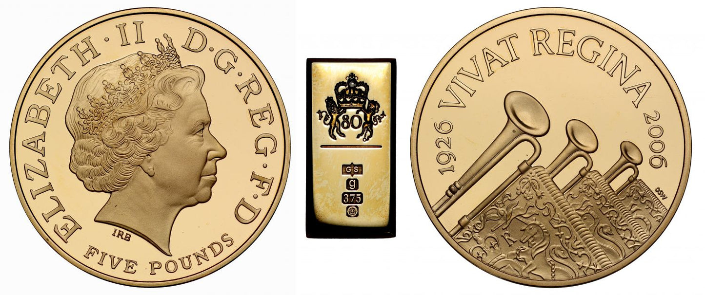 Elizabeth II 2006 gold proof Five-Pounds 80th Birthday