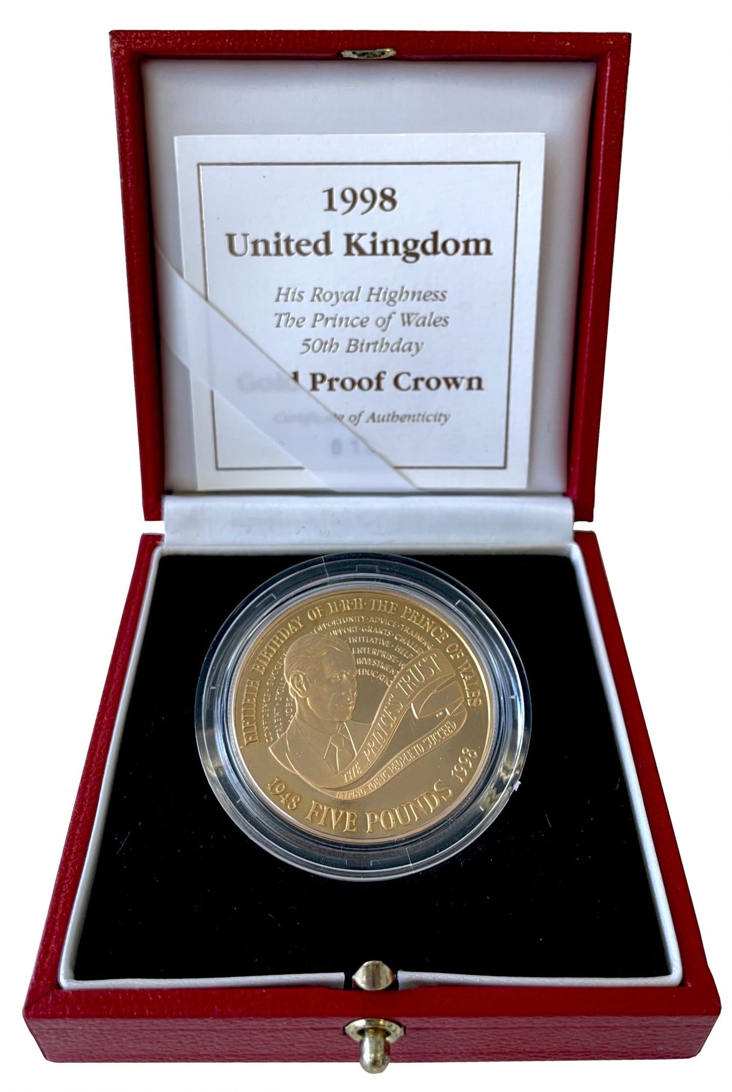 Elizabeth II 1998 proof Five-Pounds Prince Charles 50th Birthday