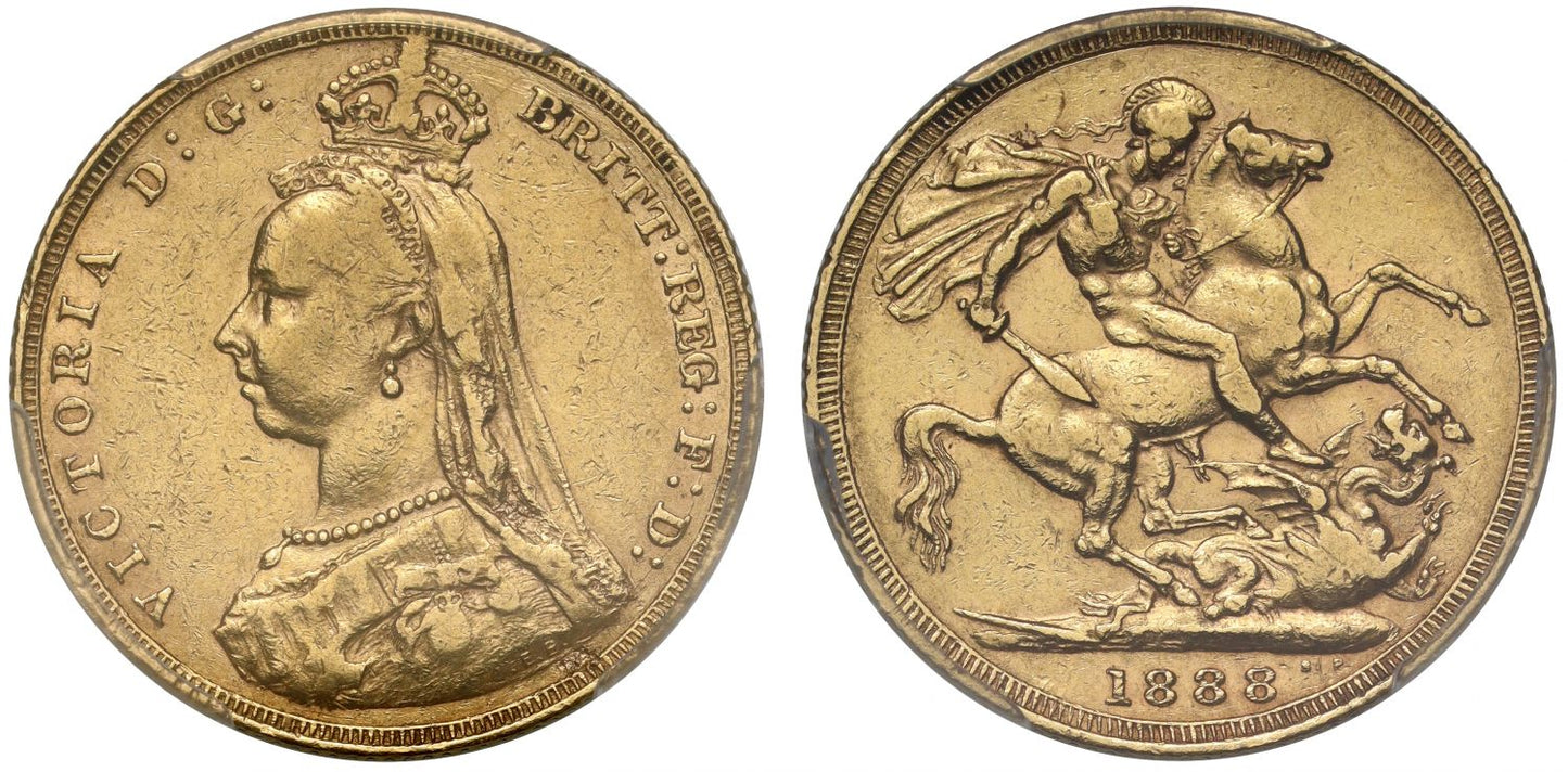 Victoria 1888 Sovereign London Mint DISH L8, first legend, extremely rare