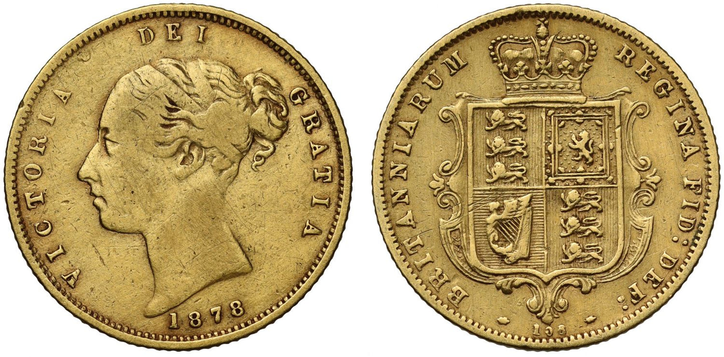 Victoria 1878 Half-Sovereign die no. 106, unlisted die number in Marsh and Bull