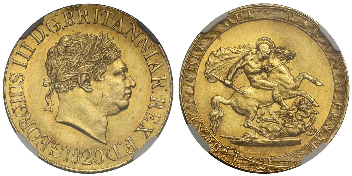 George III 1820 Sovereign, open 2, MS62, final date