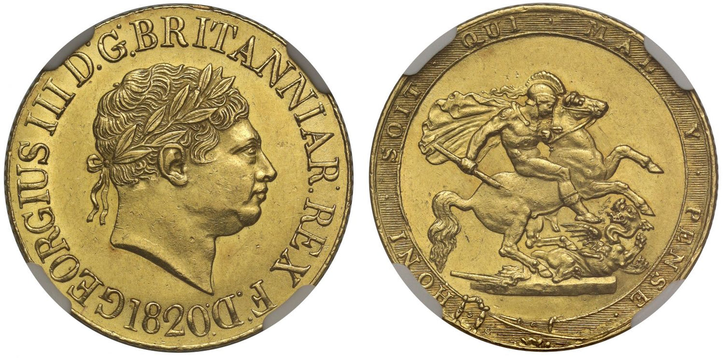 George III 1820 Sovereign MS61, last year for reign, open 2 in date