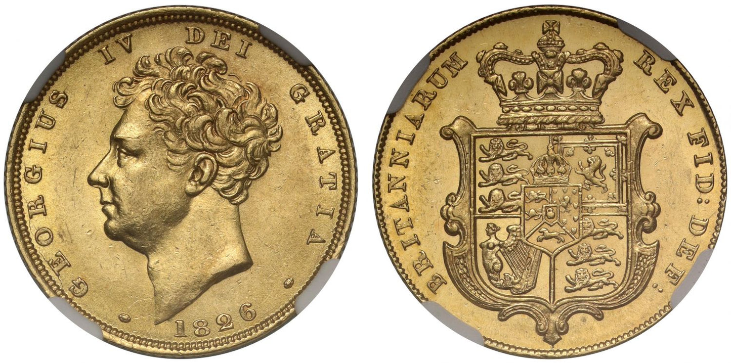 George IV 1826 Sovereign, bare head, MS63 - third finest graded