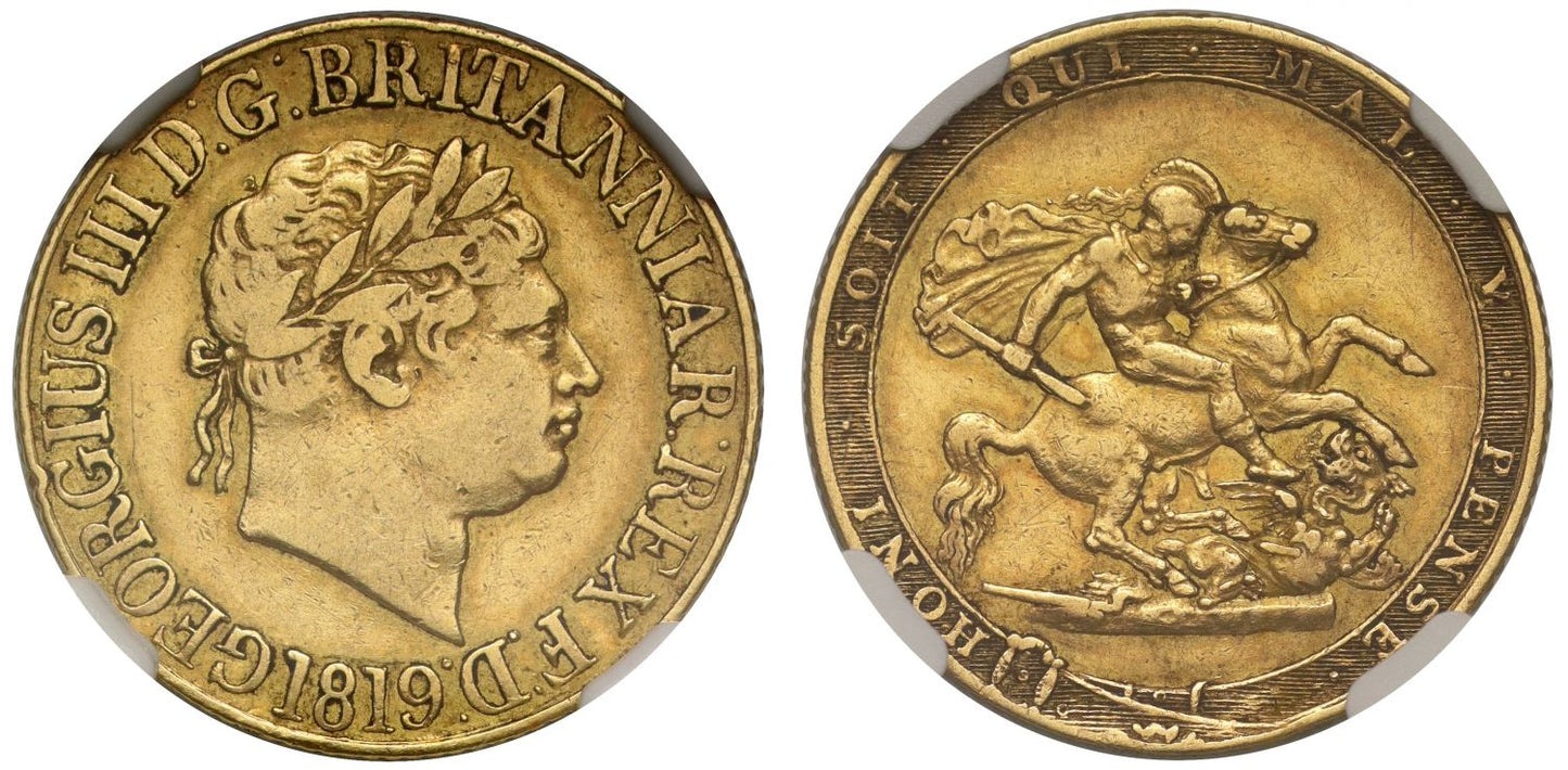 George III 1819 Sovereign VF30, Finest graded, the rarest London date