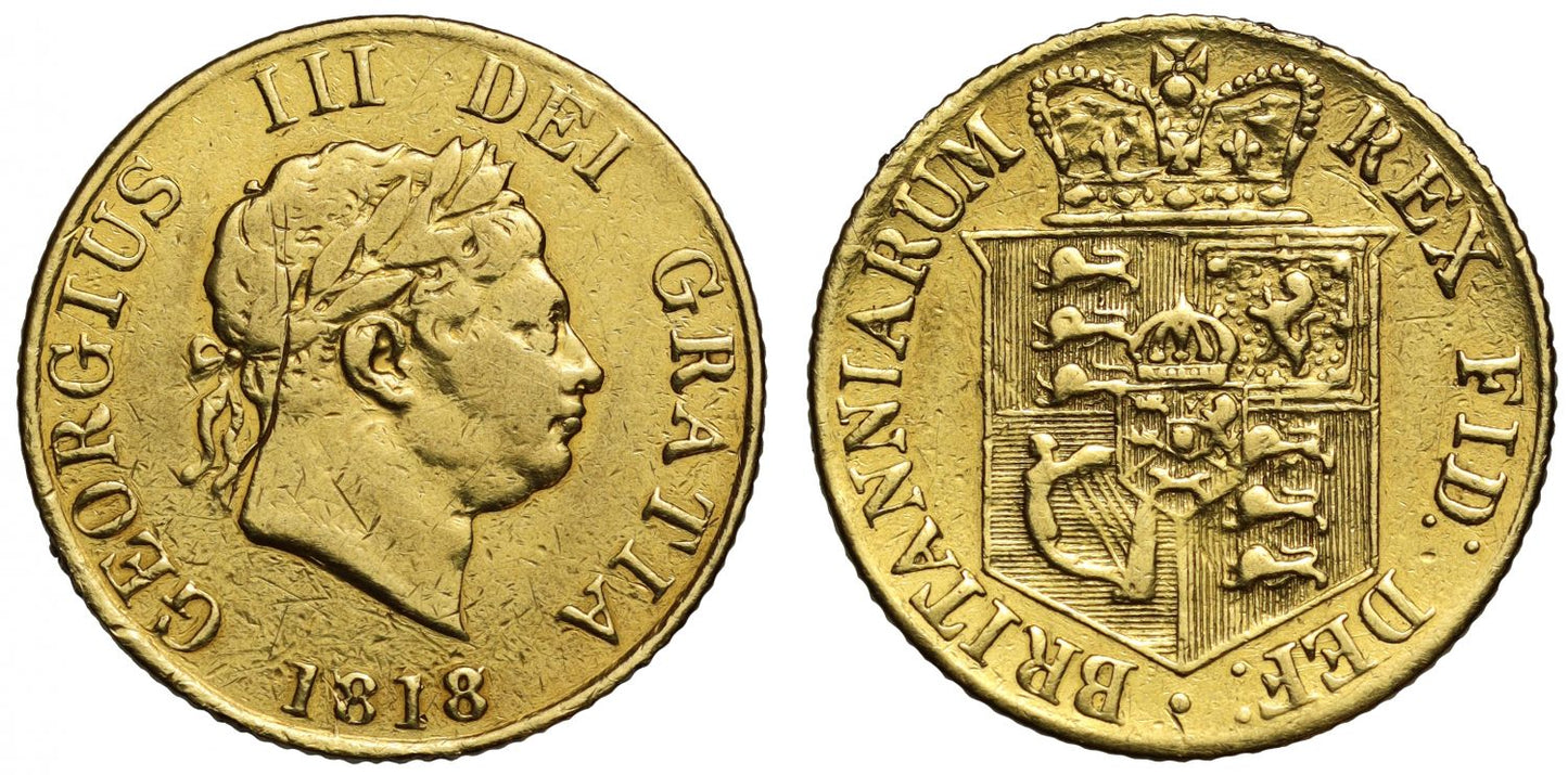 George III 1818 Half-Sovereign, die flawed 8