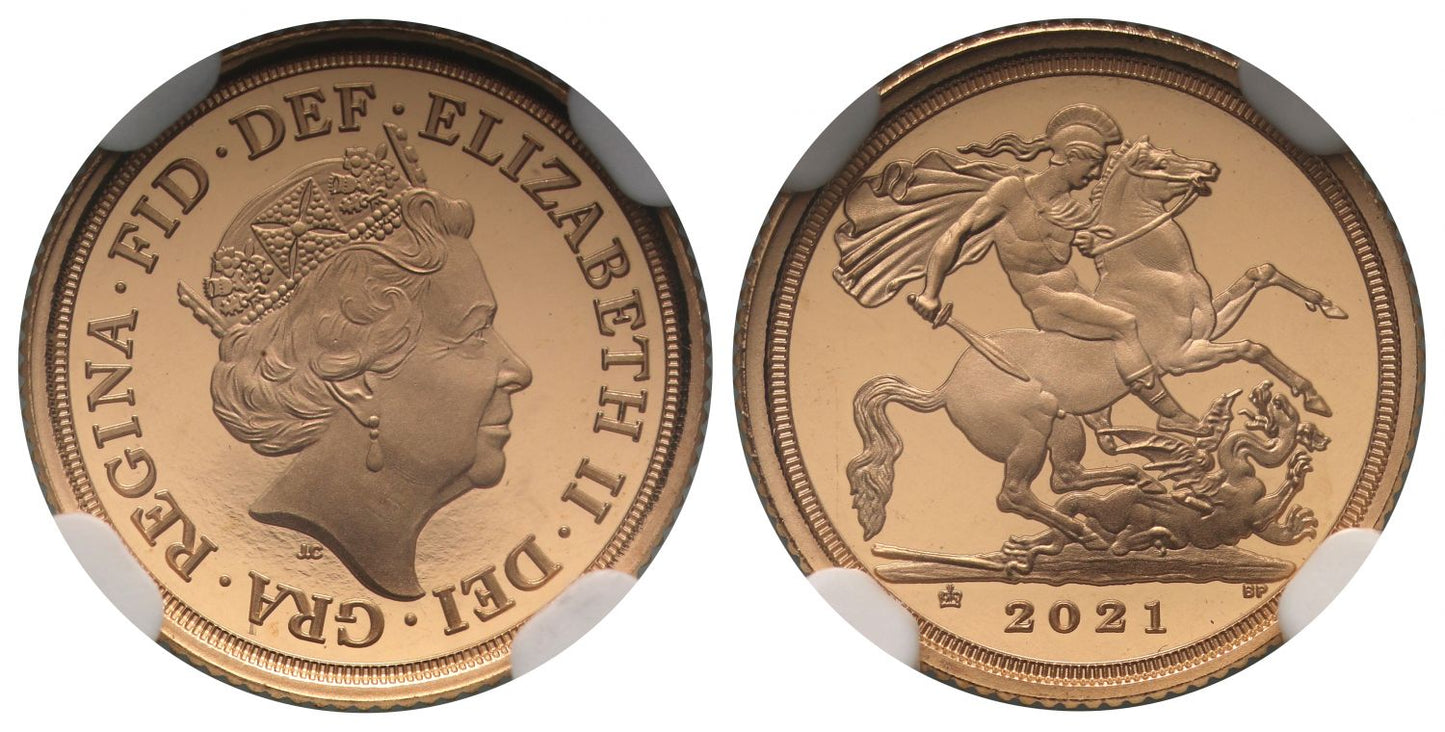 Elizabeth II 2021 PF70 UC FR Quarter-Sovereign