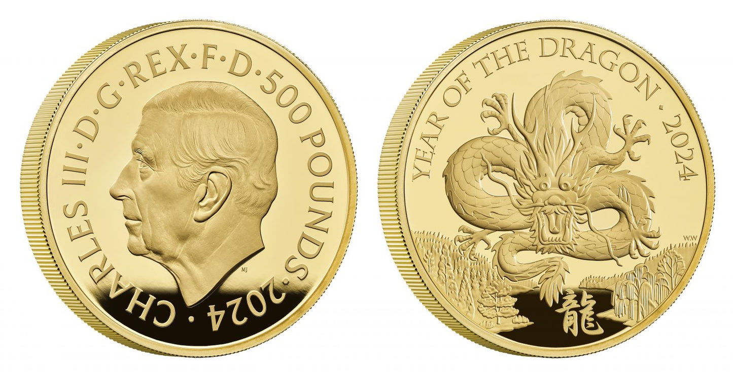 Charles III 2024 gold proof 5oz Dragon