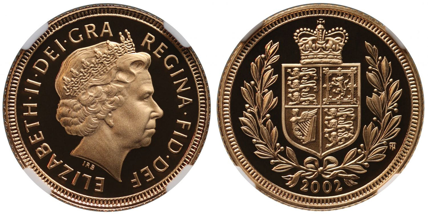* Elizabeth II 2002 proof Half-Sovereign PF70 UCAM