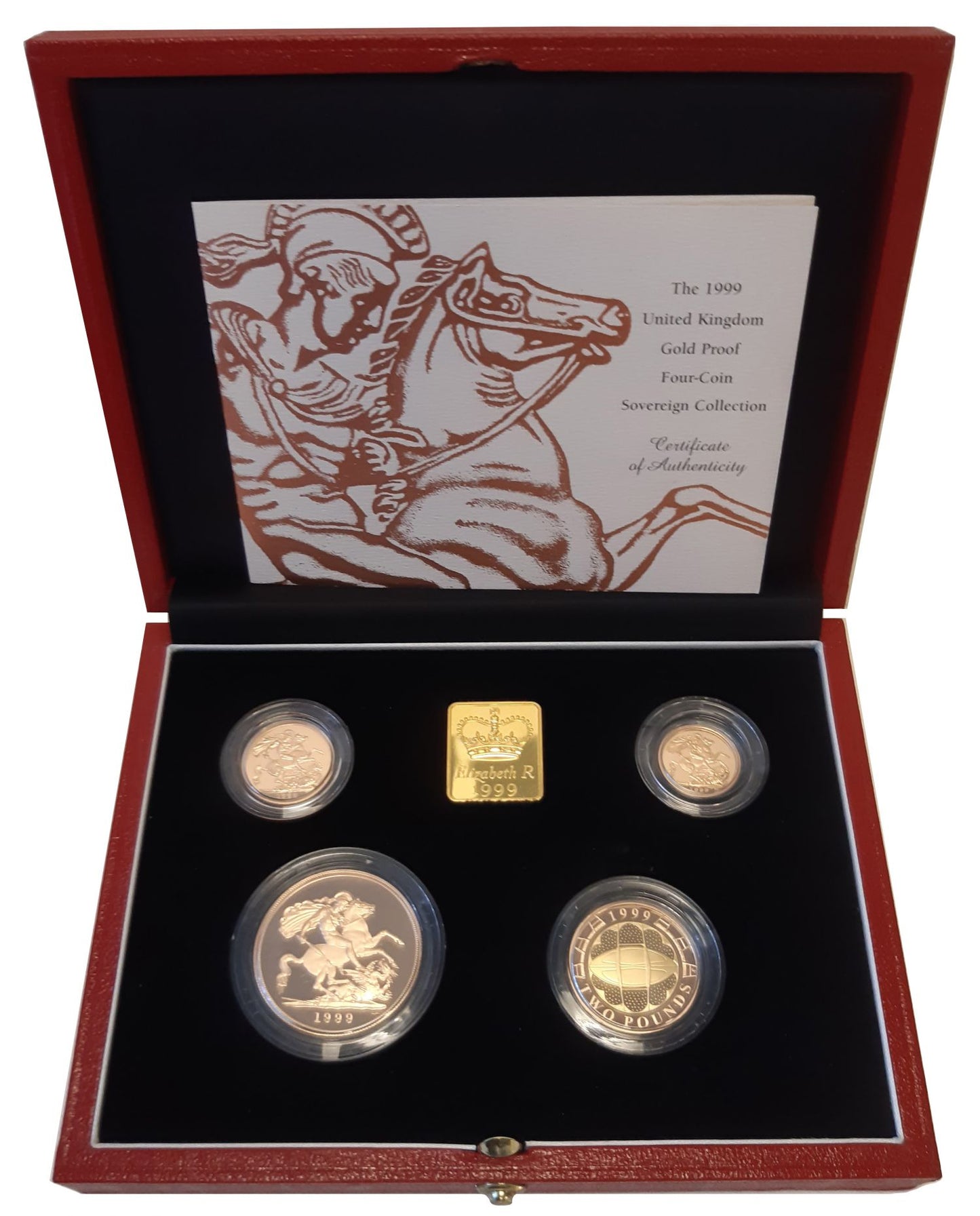 Elizabeth II 1999 gold proof 4-coin set, signed by Ian Rank-Broadley