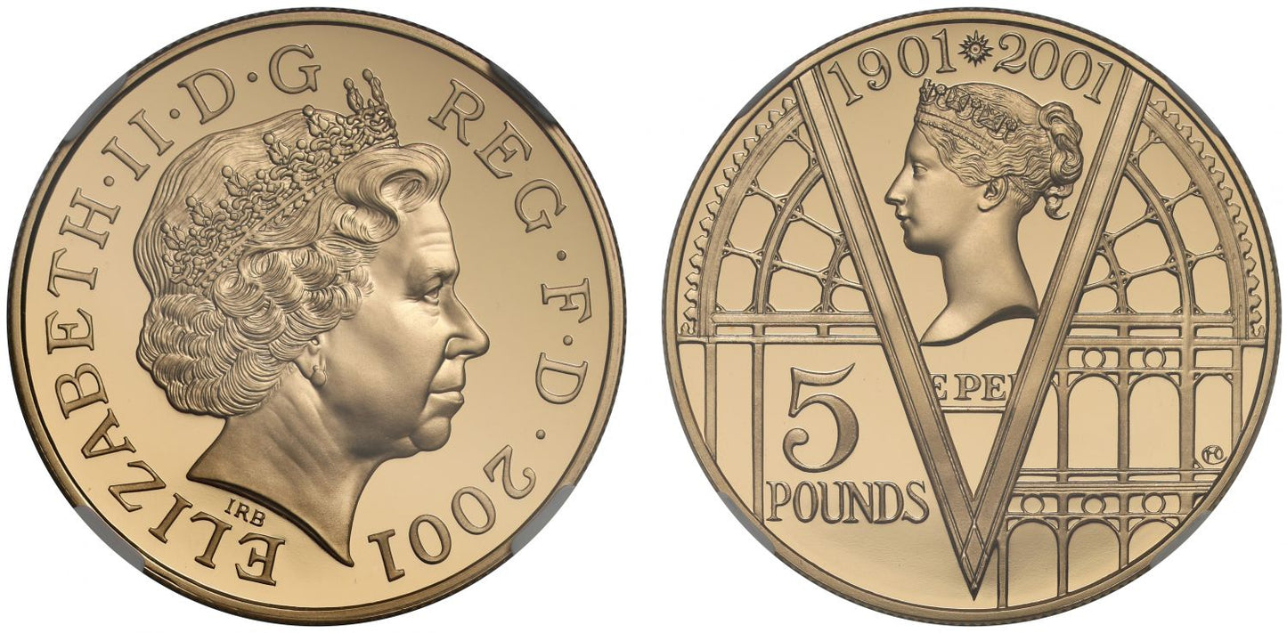 Elizabeth II 2001 PF70 UC Five-Pounds Victoria Anniversary