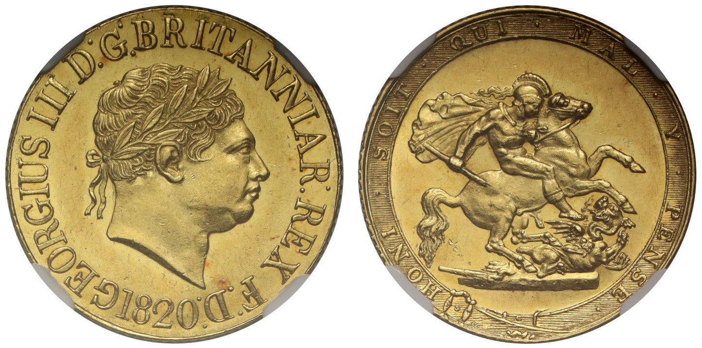 George III 1820 Sovereign with open 2 in date MS62