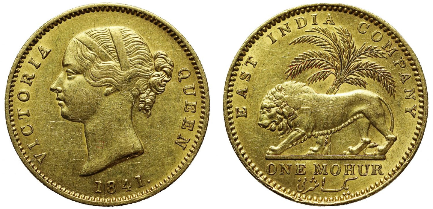 Victoria, Gold Mohur, 1841 (c), divided legend, NGC AU Details.