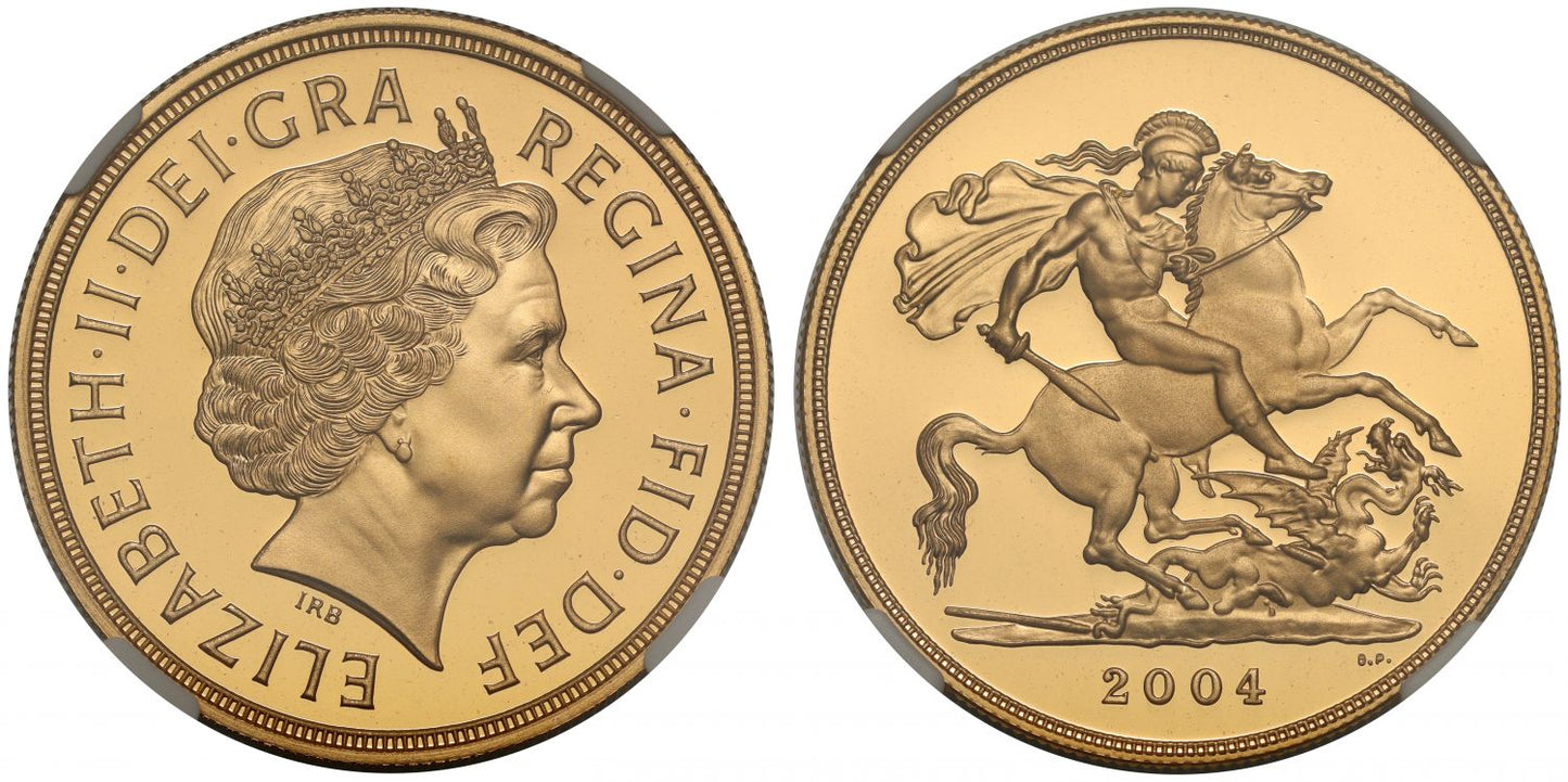 Elizabeth II 2004 proof Five-Pounds PF70 UCAM