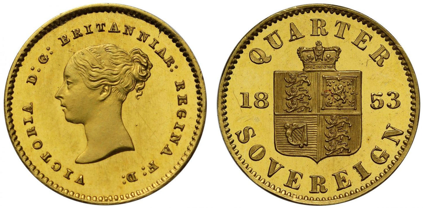 Victoria 1853 gold pattern Quarter-Sovereign PF64 UCAM
