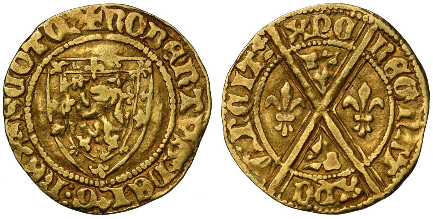 Scotland, Robert III gold Half-Lion, heavy coinage, XF45 Finest graded