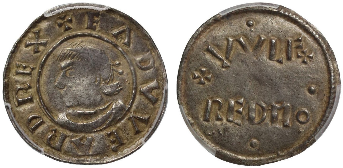 Edward the Elder Penny XF45, Portrait type, moneyer Wulfred