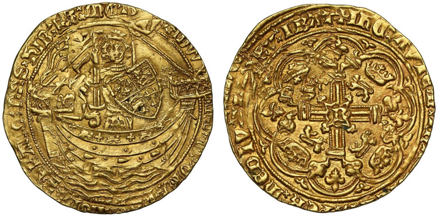 Richard II Noble Calais Mint mule, type 2a mule with Edward III obverse die