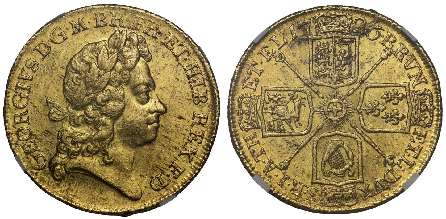 George I 1726 Two-Guineas MS61, final year in the reign for this issue