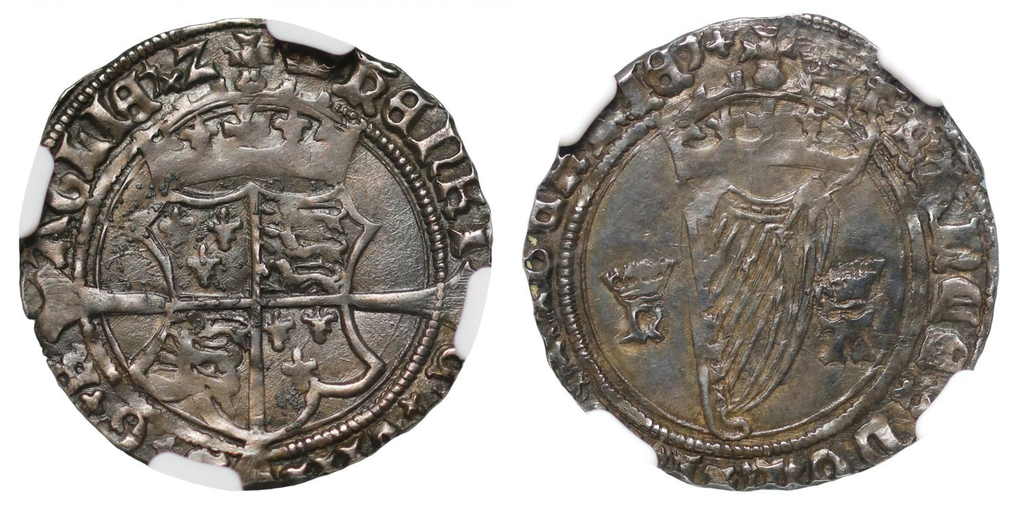 Ireland, Henry VIII Groat XF45, first harp issue with Anne Boleyn