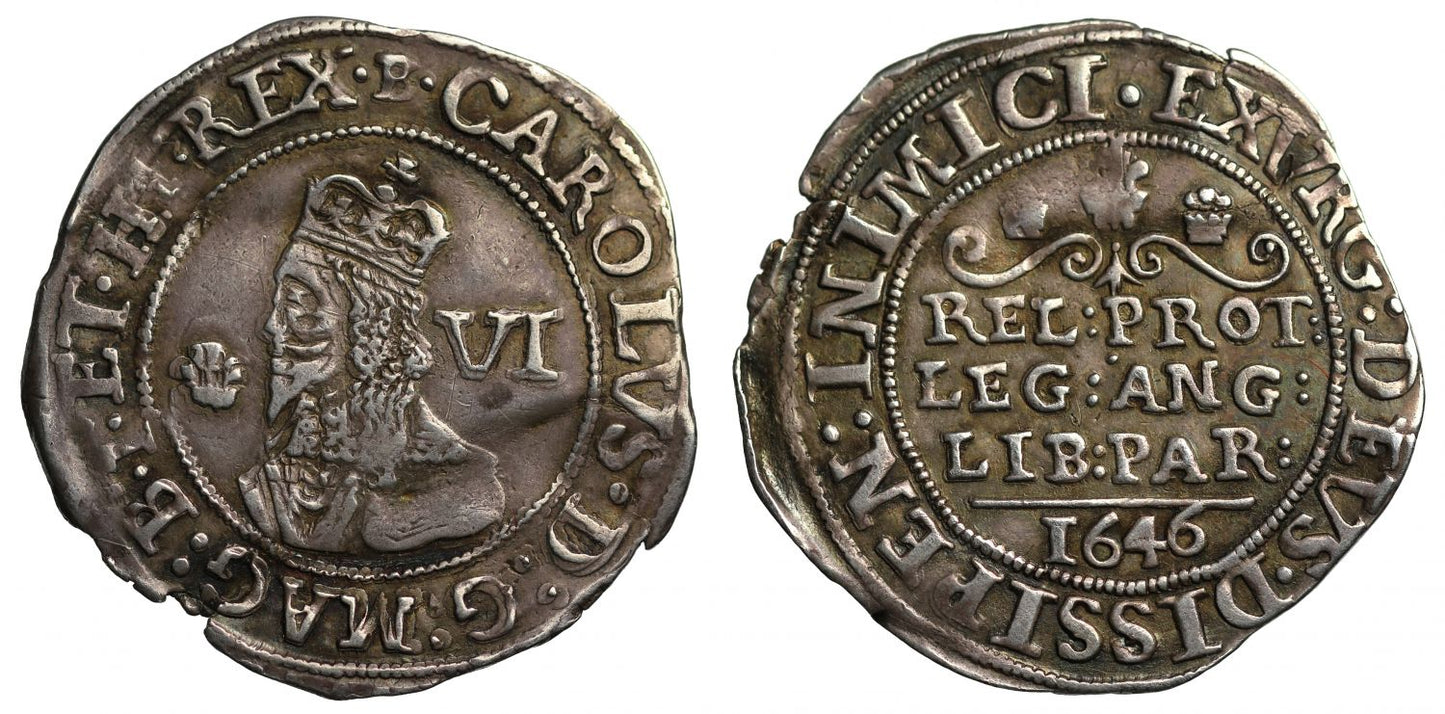 Charles I 1646 Sixpence, Bridgnorth-on-Severn mint
