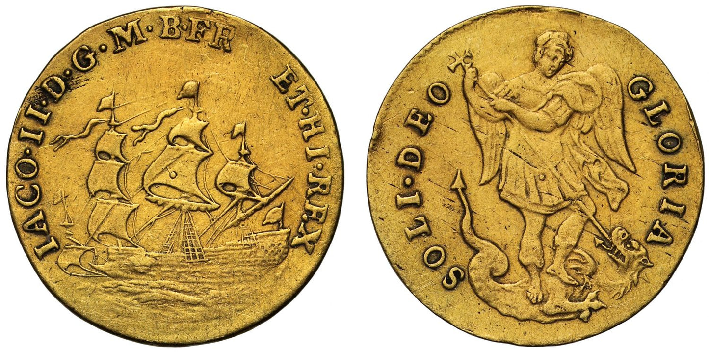 James II gold Touch Piece for repelling the King's Evil, piercing has been plugged