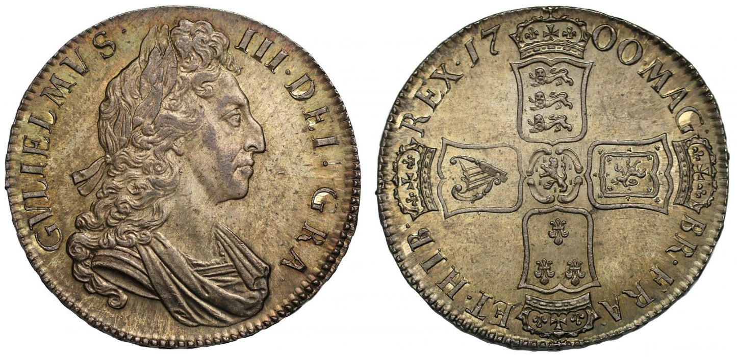 William III 1700 Crown, 3rd bust variety, DVODECIMO edge, ex Dr Miller
