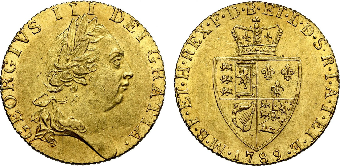 George III 1789 Guinea, fifth bust, spade type reverse, NGC AU58
