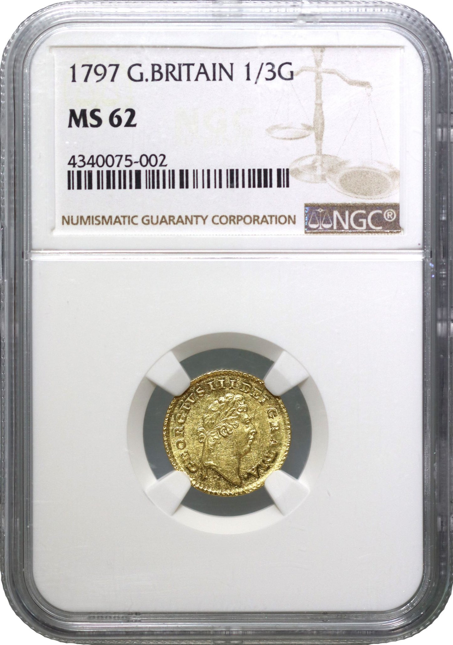George III 1797 Third-Guinea, MS62, first year for denomination