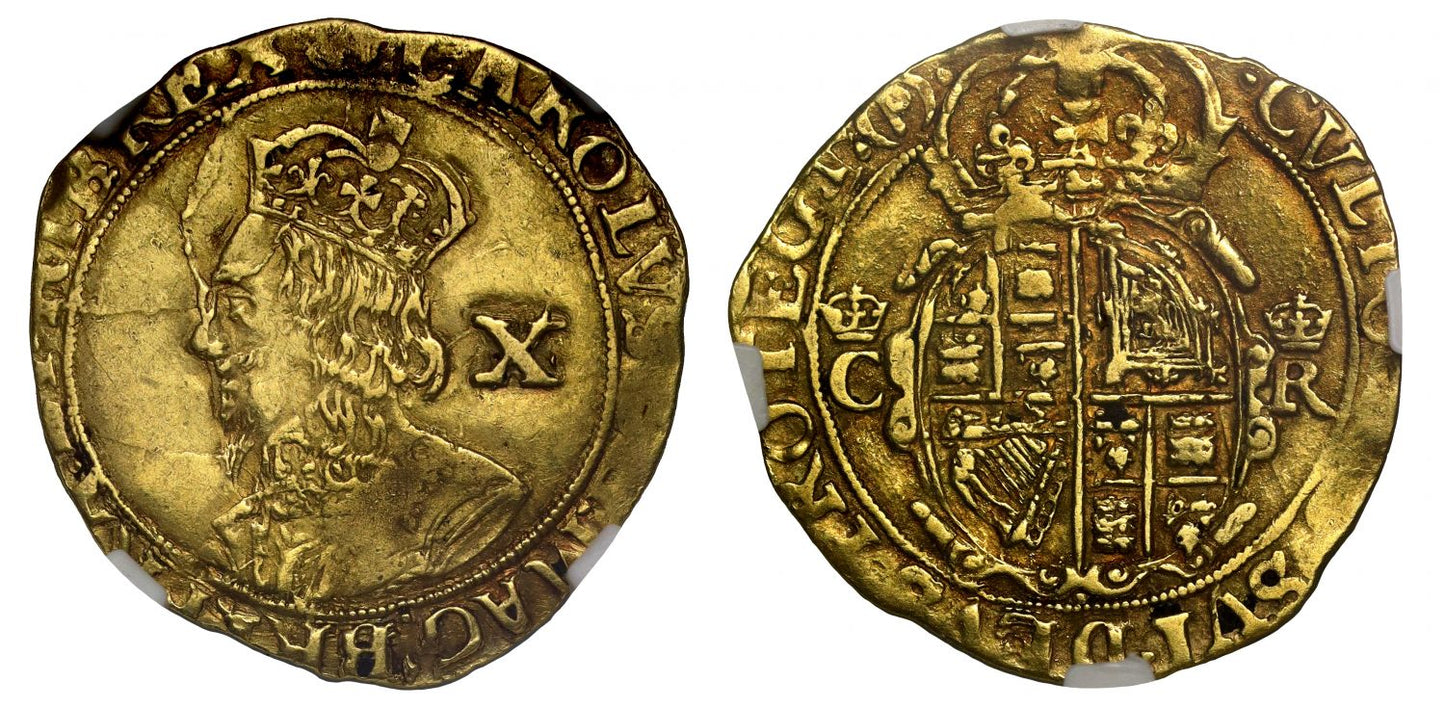 Charles I gold Double Crown mintmark (P) Parliamentary issue AU55