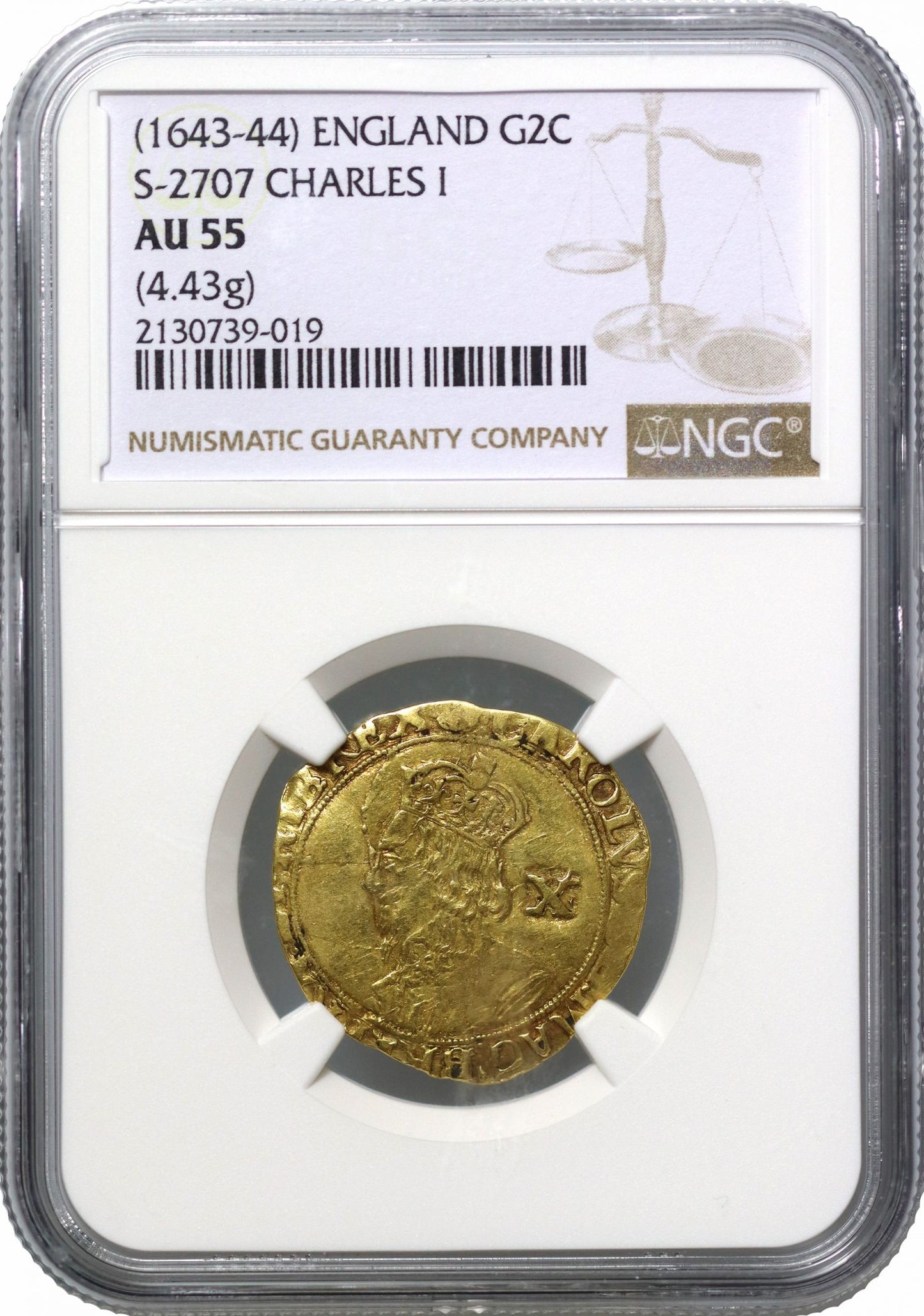 Charles I Double Crown, mm (P), AU55, Parliamentary issue