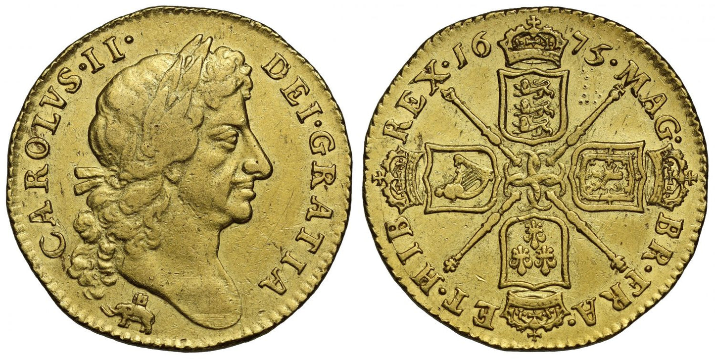 Charles II 1675 Guinea Elephant & Castle, extremely rare issue, ex Baumhauer