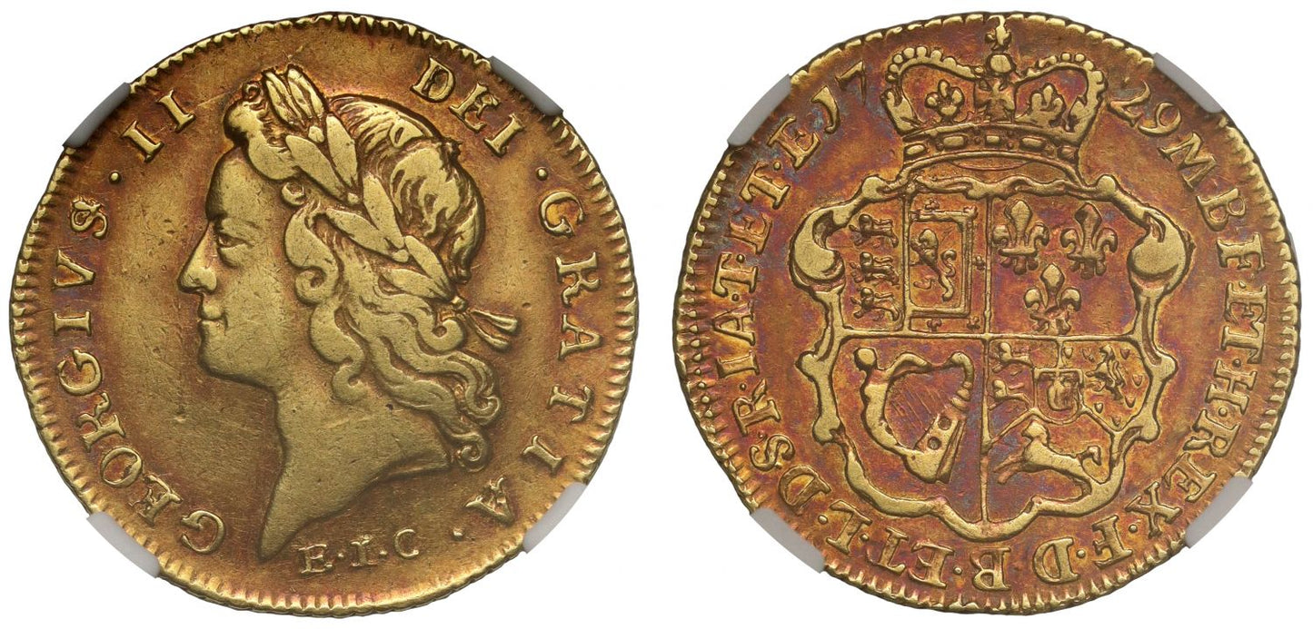 George II 1729 EIC Half-Guinea, VF35, East India Company issue