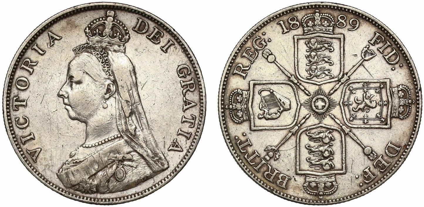 Victoria 1889 Double Florin, upside down 1 for second I in VICTORIA rarity