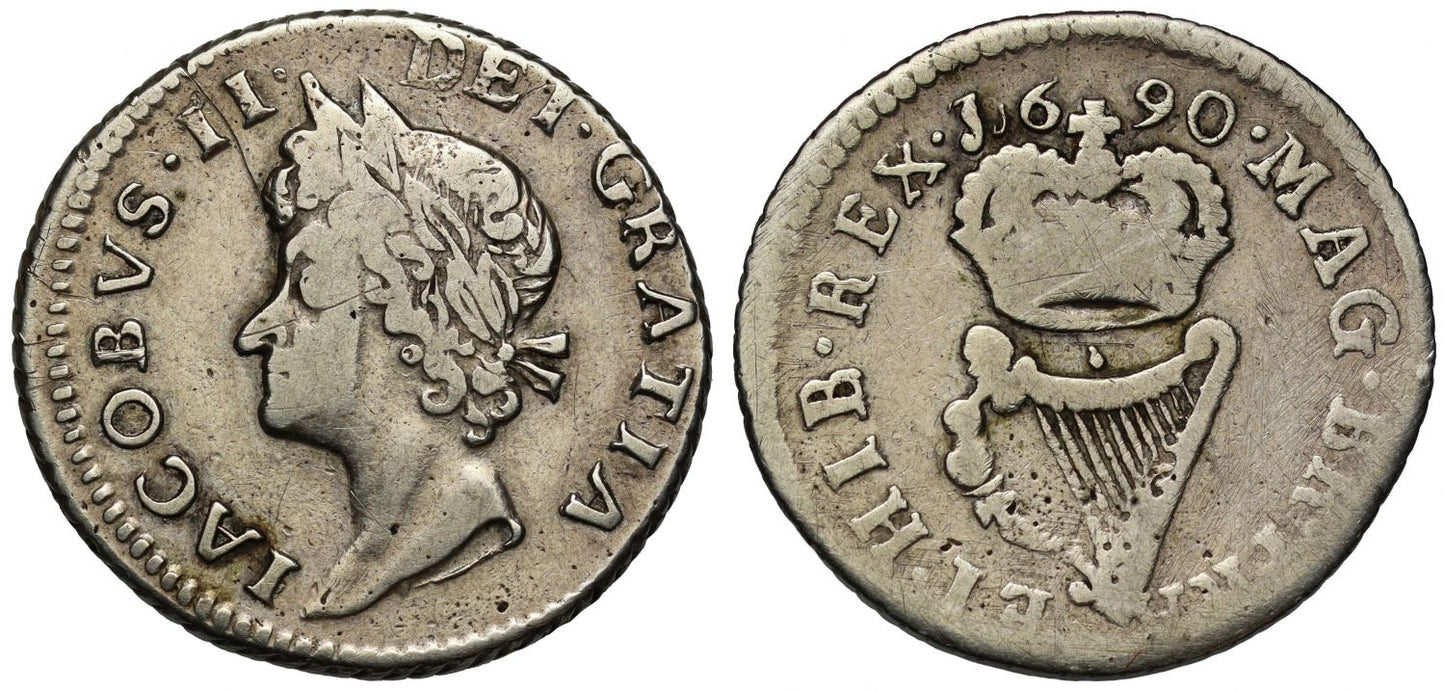 Ireland, James II 1690 silver proof Halfpenny Pewter Money