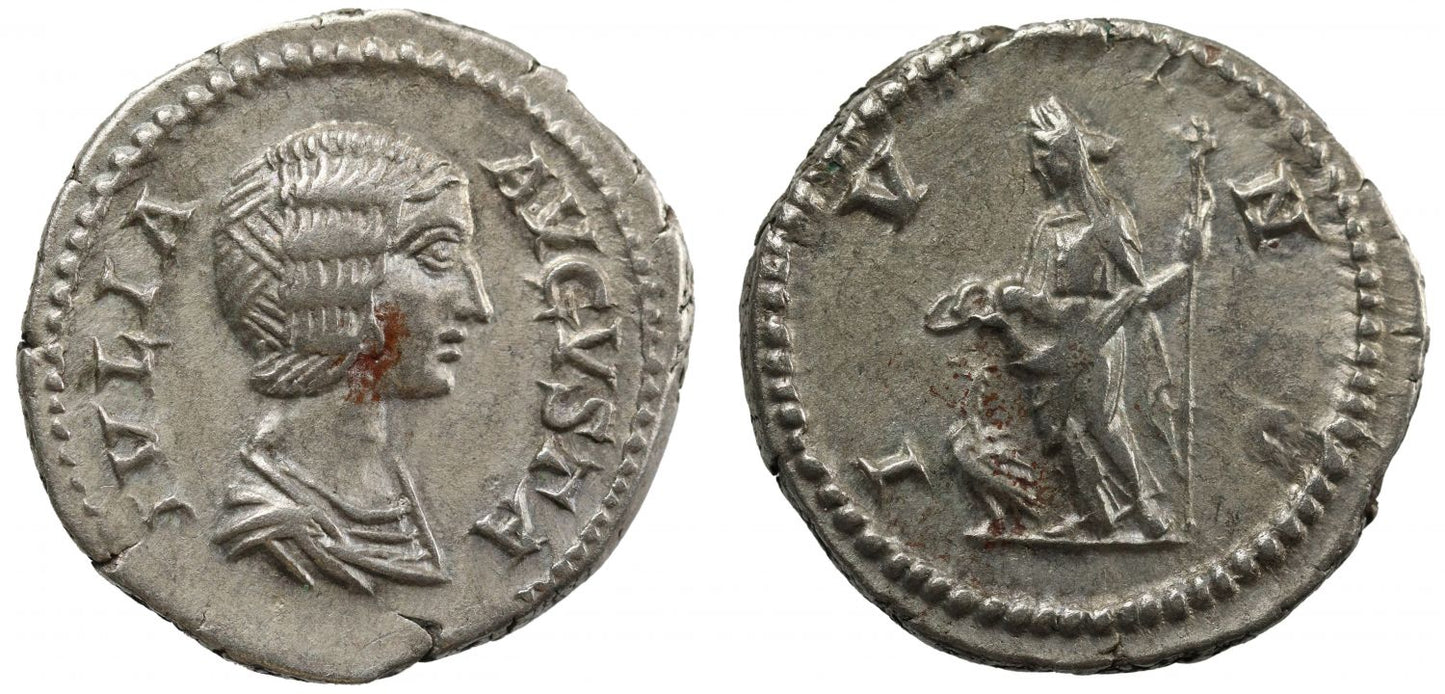 Julia Domna, silver Denarius, Juno.
