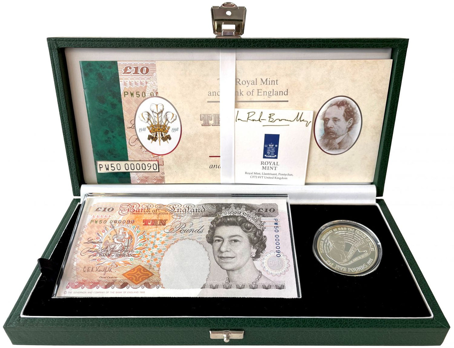 Elizabeth II 1998 silver proof Five-Pounds Set Charles 50th