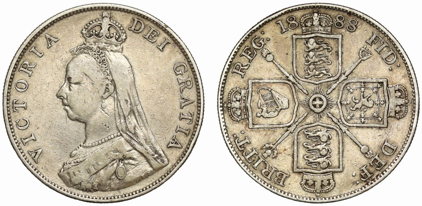 Victoria 1888 Double Florin, upside down 1 for second I in VICTORIA, a rarity