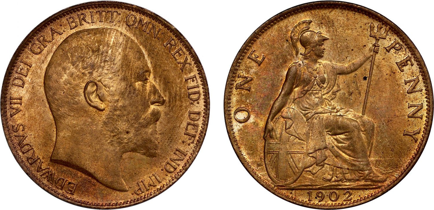Edward VII 1902 Penny, high tide, MS64RB