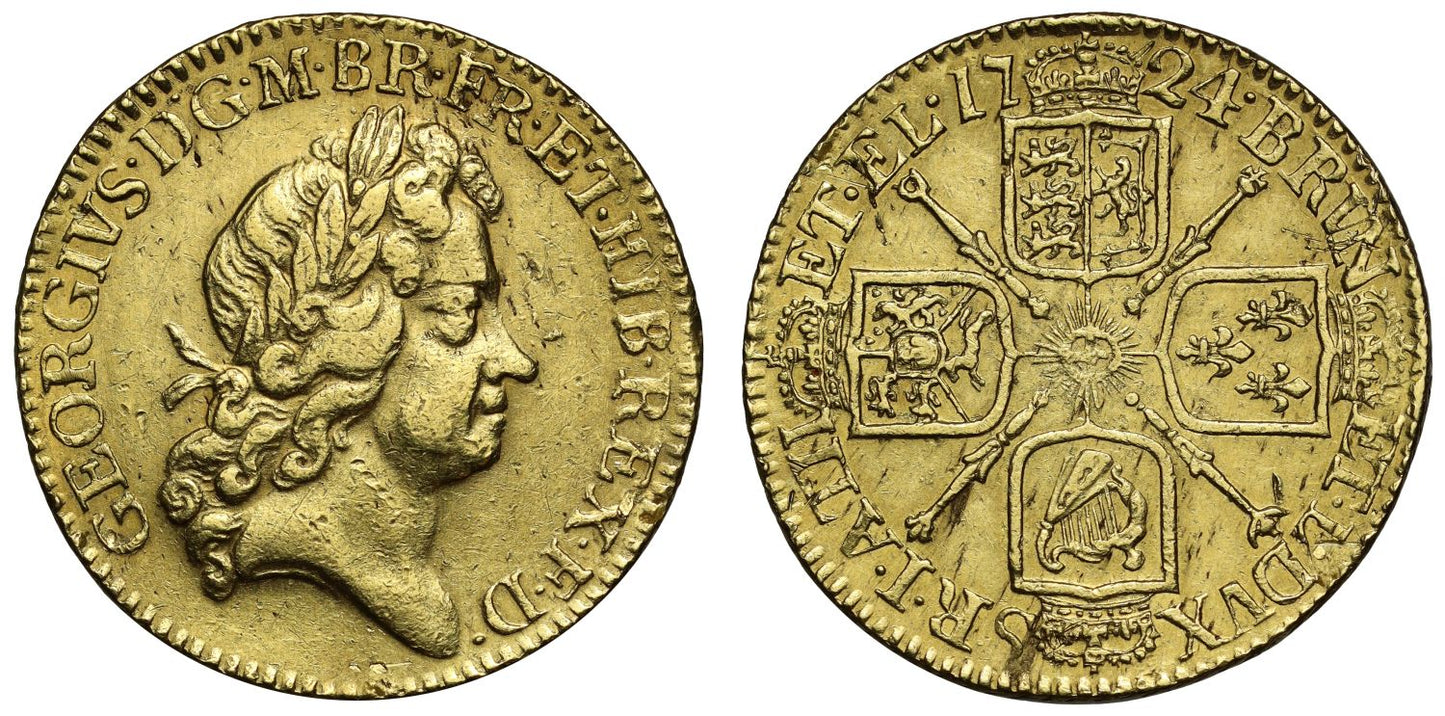 George I 1724 Guinea, 5th bust, rare date