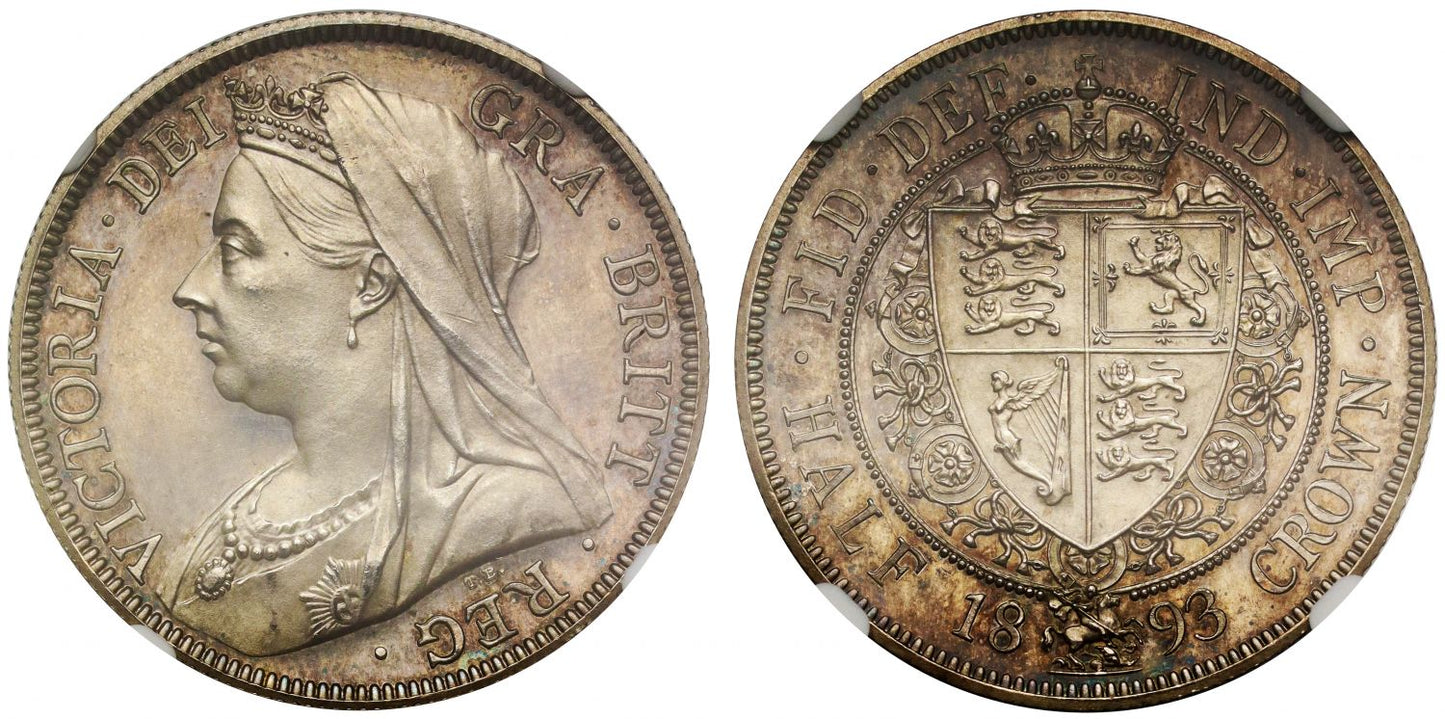 Victoria 1893 proof Halfcrown, PF63, older veiled head