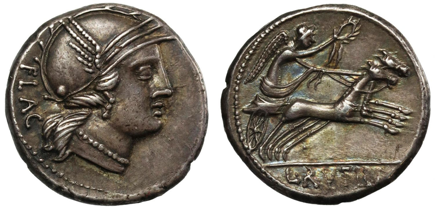 L Rutilius Flaccus, silver Denarius.
