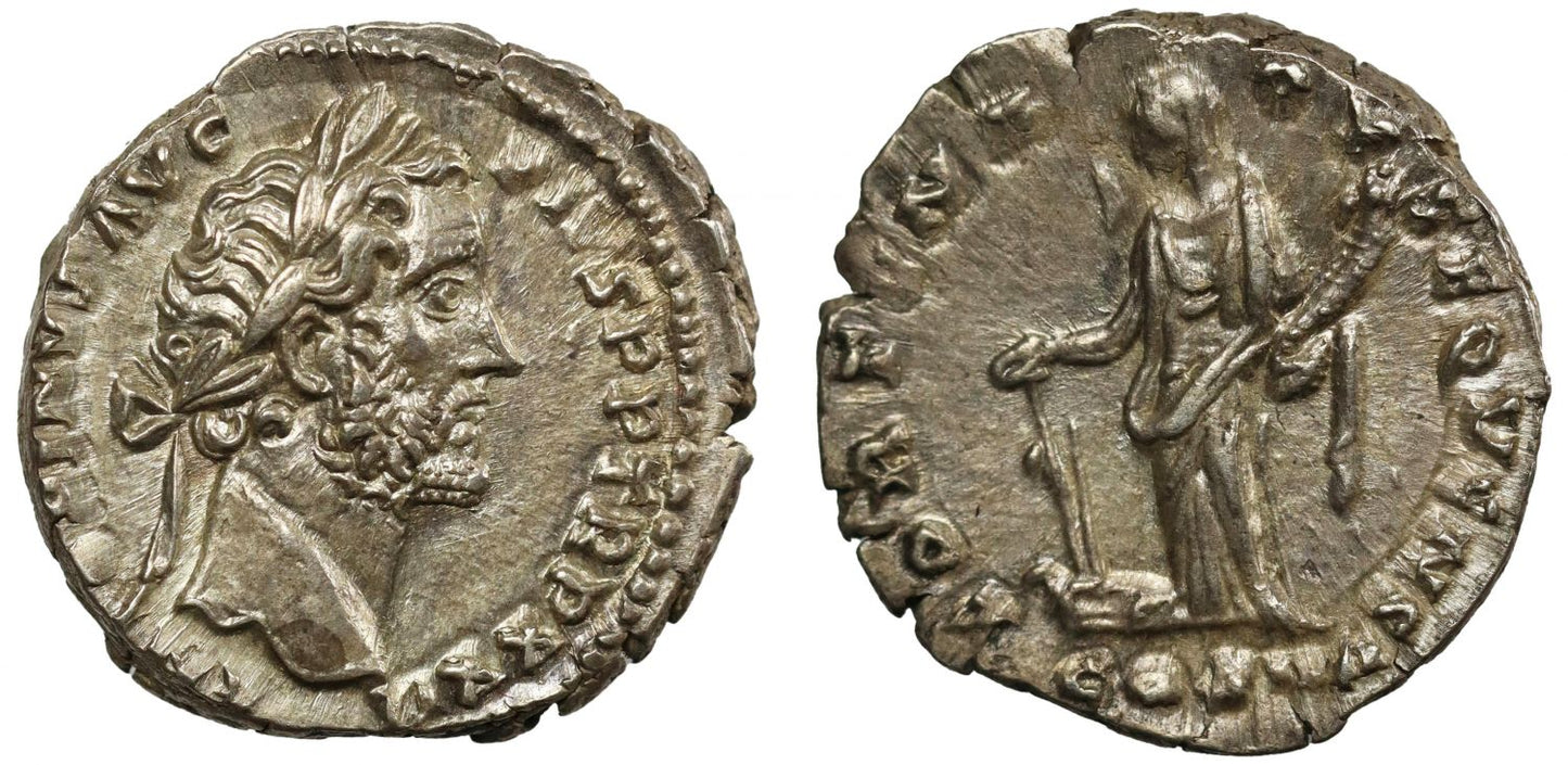 Antoninus Pius, Silver Denarius, Fortuna.