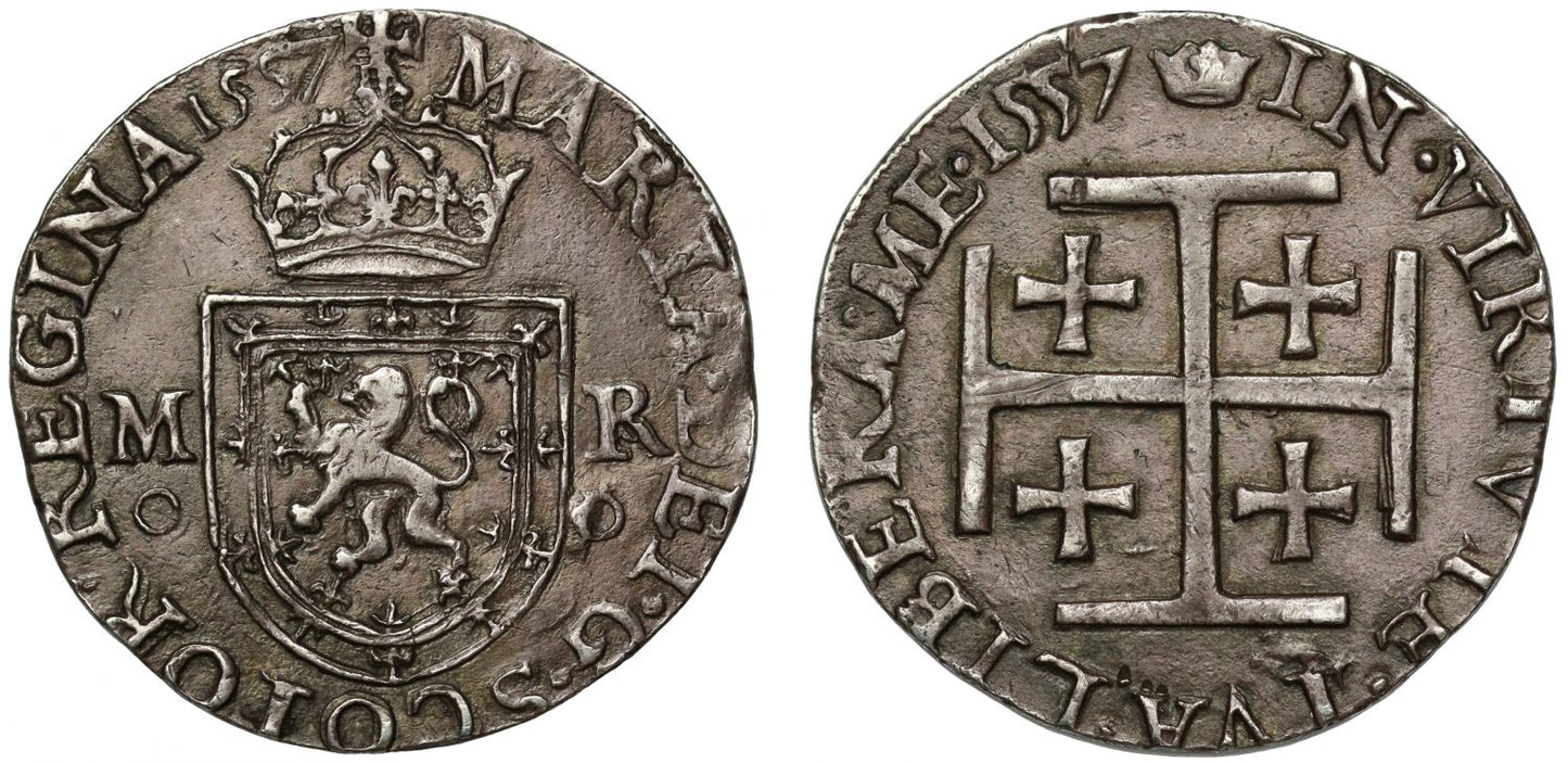 Scotland, Mary Queen of Scots, 1557, Testoon, before marriage, type IIIa